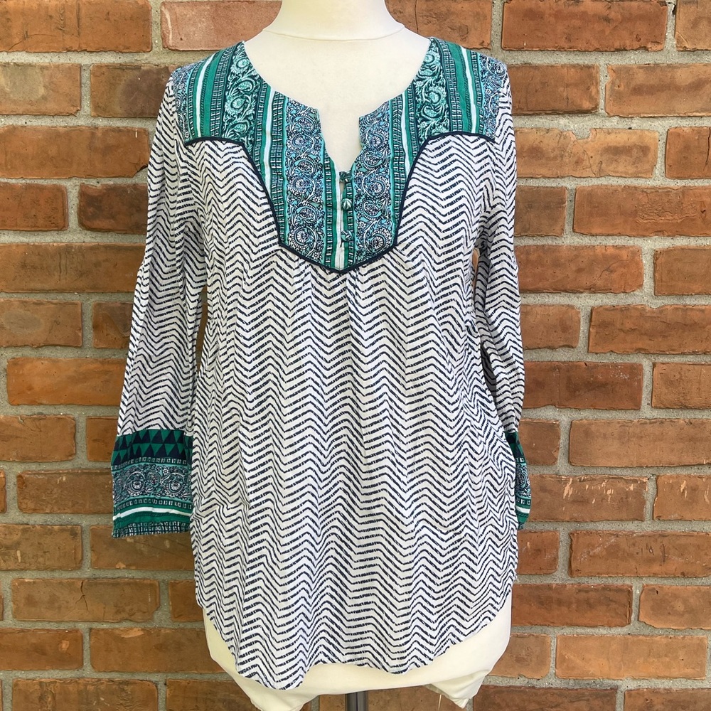 Lucky Brand Boho Split Neck Top